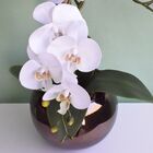 Flor Artificial Arranjo De 3 Orquídeas Silicone Brancas No Va