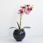 Flor Artificial Arranjo De Orquídea Lilás 3d No Vaso De Vidro