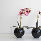 Flor Artificial Arranjo De Orquídea Lilás 3d No Vaso De Vidro