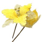 Flor Com Cabo Artificial Decoração De Natal Com Glitter 27cm