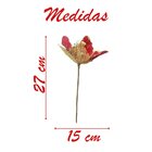 Flor Com Cabo Artificial Decoração De Natal Com Glitter 27cm