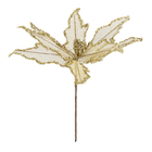 Flor de Natal Poinsétia Dourada Lantejoula Tecido 25x25x25cm Cromus