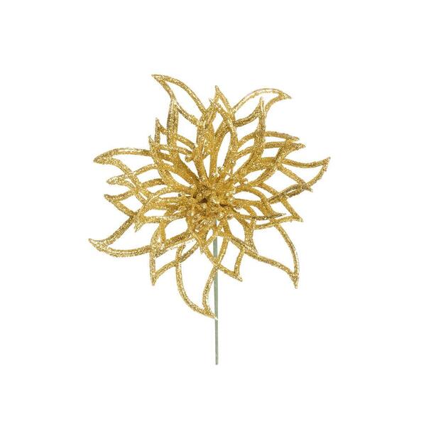 Flor De Natal Poinsetia Glitter Ouro 1un 20x12x12cm 1922918