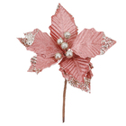 Flor de Natal Poinsétia Rosa Tecido 20x15x15cm Cromus