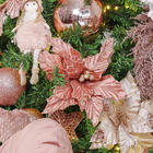 Flor de Natal Poinsétia Rose Gold Tecido 20x28x28cm Cromus