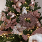 Flor de Natal Poinsétia Rose Gold Tecido 20x28x28cm Cromus