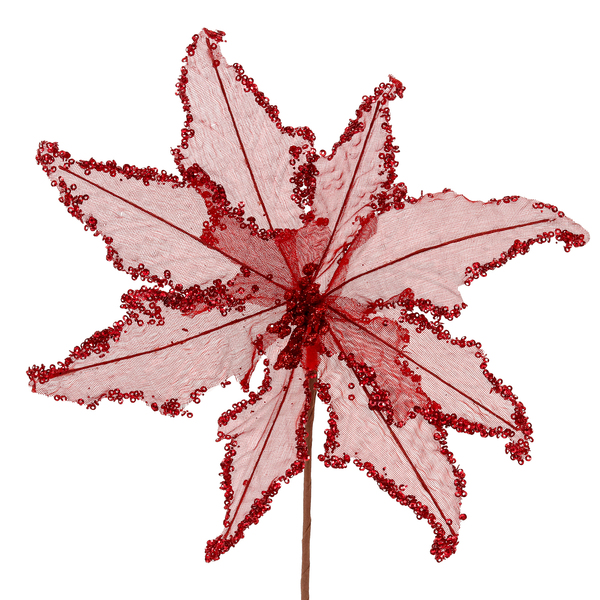 Flor de Natal Poinsétia Vermelha Tecido 25x25x25cm Cromus