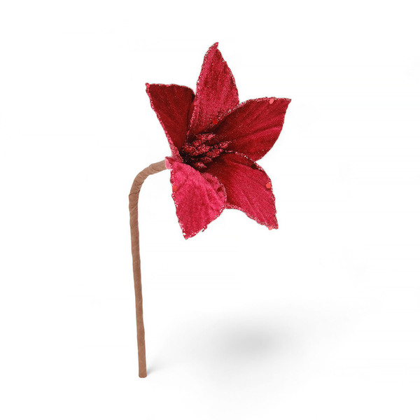 Flor Decorativa Metal e Plástico Borgonha 16cm Cromus