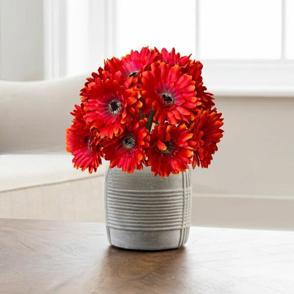 Flor Gérbera Laranja Artificial 18 Unidades Com Toque Natural