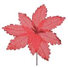 Flor Juta Vermelha Brilho 35x27cm Enfeite De Natal