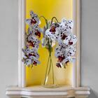 Flor Orquídea Artificial Branca E Vinho 15 Unidades Com Botõe