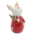 Flor Poinsétia Branco e Rosa 24x24x30cm Cromus