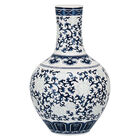 Floral Vaso Decorativo Enfeite 24x15x15cm Cerâmica Azul