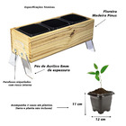 Floreira Acriwood De Madeira E Acrílico + 3 Vasos Plástico -