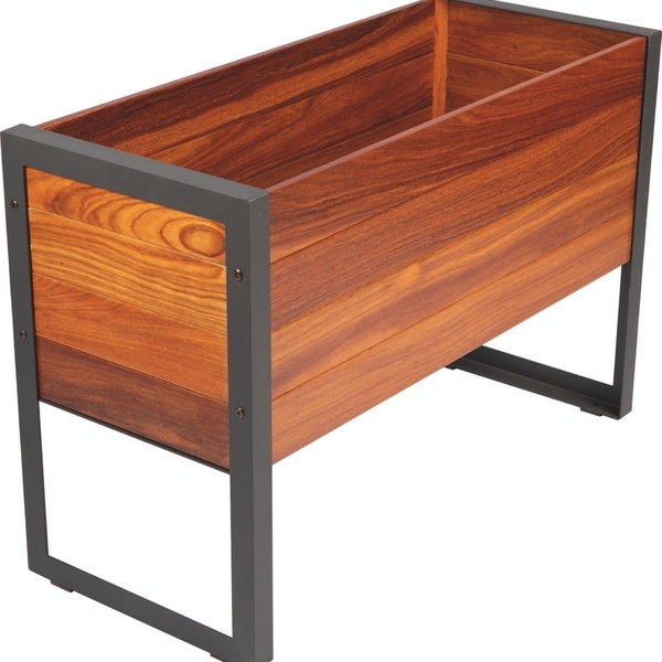 Floreira Alta Highline Em Madeira Cumaru Com Estrutura Em Aco