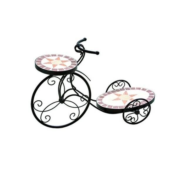 Floreira Bicicleta De Ferro Estilo Mosaico Com Duas Bases