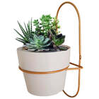 Floreira Vertical De Parede Com Vaso De Flor Suspenso Dourado