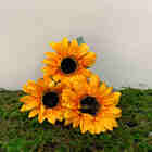 Flores Artificiais Kit Com 12 Hastes De Girassóis Para Decora