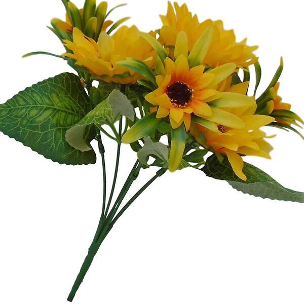 Flores Artificiais Kit Com 15 Buquês De Girassóis Para Arranj