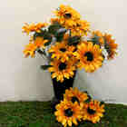 Flores Artificiais Kit Com 15 Hastes De Girassóis No Atacado