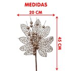 Flores Enfeite Árvore Natal Gliter Rose Gold 45cm Kit 6pçs