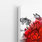 Flores Esqueleto Aquarela Vermelho Quadro Canvas 120x80cm