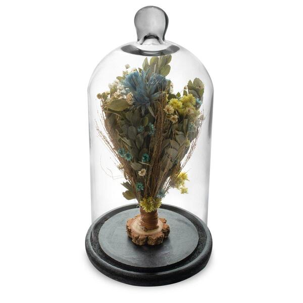 Flores Secas Na Cúpula V2 Decoração Redoma 30cm