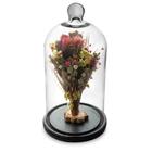 Flores Secas Na Cúpula Vermelho Decoração Redoma 30cm