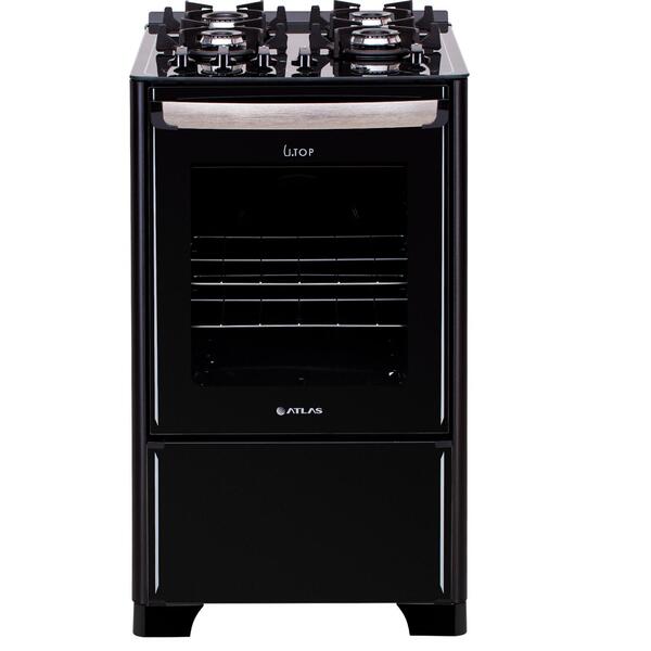 Fogão 4 Bocas Atlas New U.top Glass Preto Com Mesa Mesa De Vi