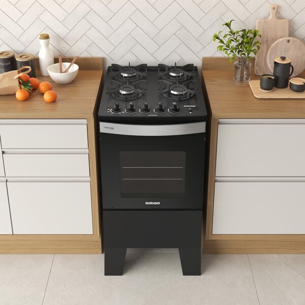 Fogão 4 Bocas Automático Bivolt Itaglass Plus Itatiaia Preto