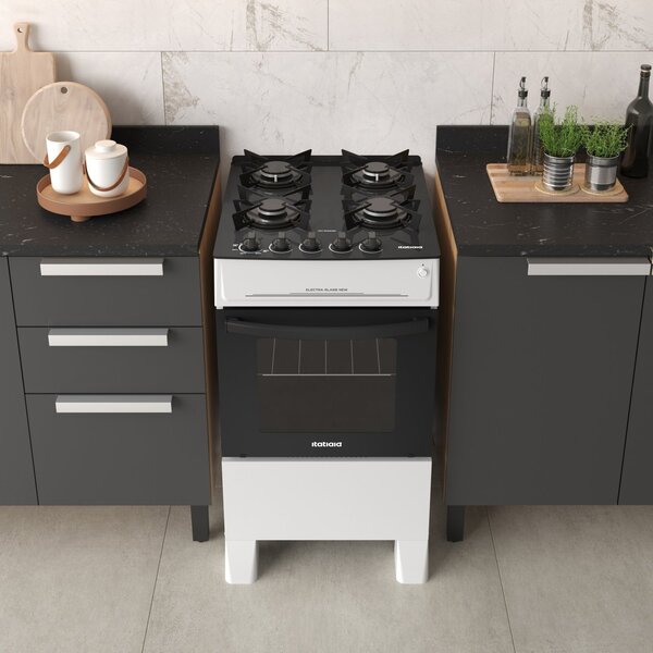 Fogão 4 Bocas Bivolt Automático Mesa De Vidro Electra Glass N