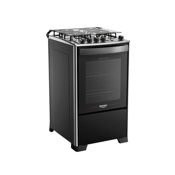 Fogão 4 Bocas Dako Magister Preto Com Mesa Inox Bivolt