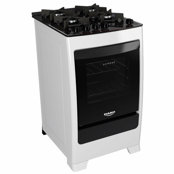 Fogão 4 Bocas Dako Supreme Glass Branco Com Mesa De Vidro - B