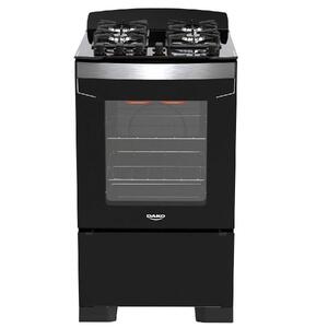 Foto de Fogão 4 Bocas Preto Com Frente Em Vidro Preto E Timer Digital