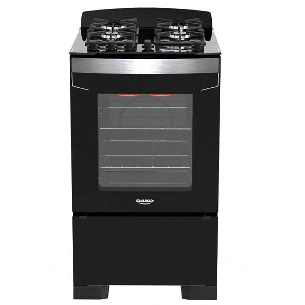 Fogão 4 Bocas Preto Com Frente Em Vidro Preto E Timer Digital