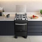 Fogão 4 Bocas Preto Com Mesa Inox Atlas Atenas Bivolt