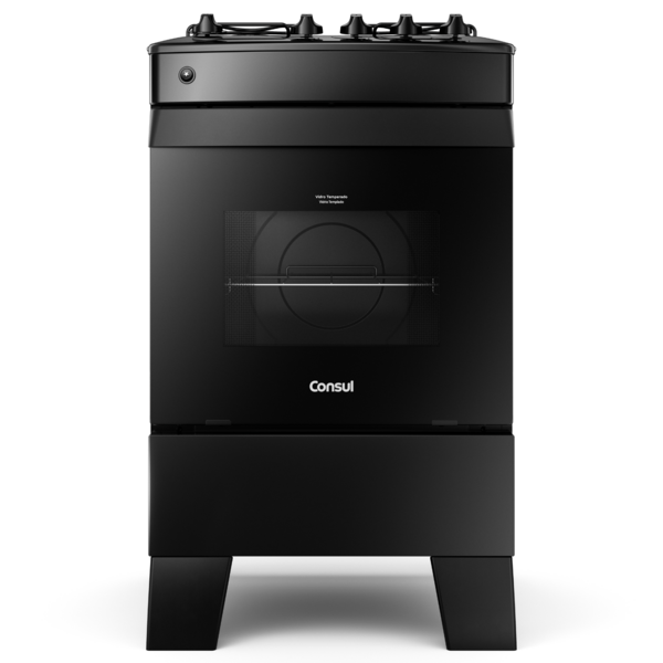 Fogão 4 Bocas Preto Consul Com Mesa Esmaltada - Cfo4zae Bivolt