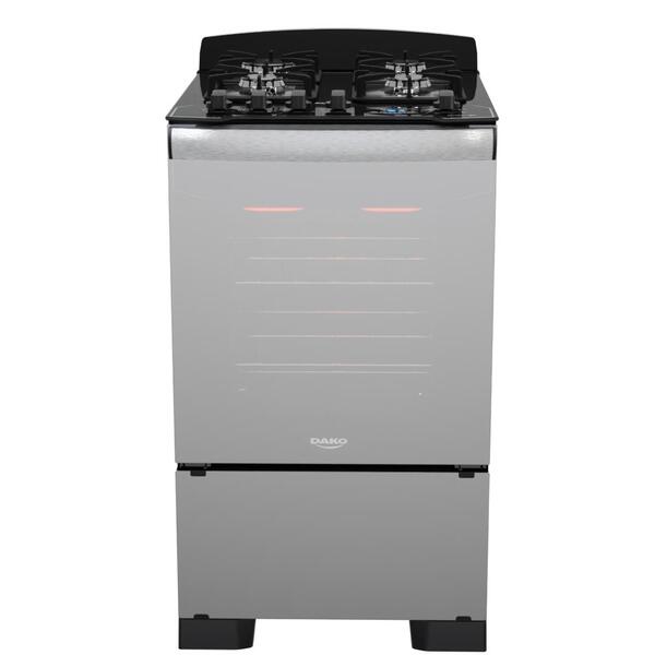 Fogão 4 Bocas Preto Frente Vidro Espelhado E Timer Digital Da