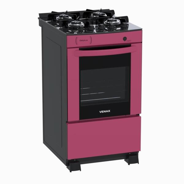 Fogao 4 Bocas Venax Delplus Vitreo Bl Pink Gas Glp