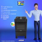 Fogao 4b Realce Ares Glass Glass  Mesa Vidro C/ Ac - 26000