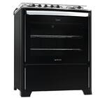 Fogão 5 Bocas Atlas New Utop Preto Mesa De Inox - Bivolt