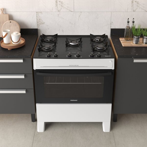 Fogão 5 Bocas Bivolt Automático Mesa De Vidro Electra Glass N