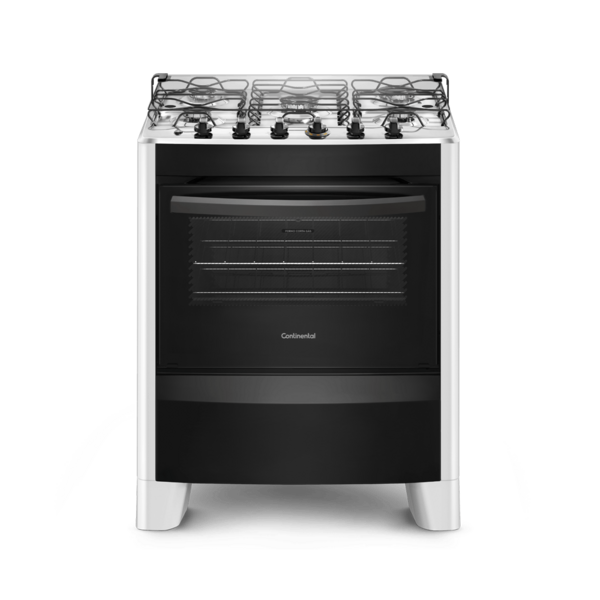 Fogão 5 Bocas Continental Automático Branco Com Mesa De Inox