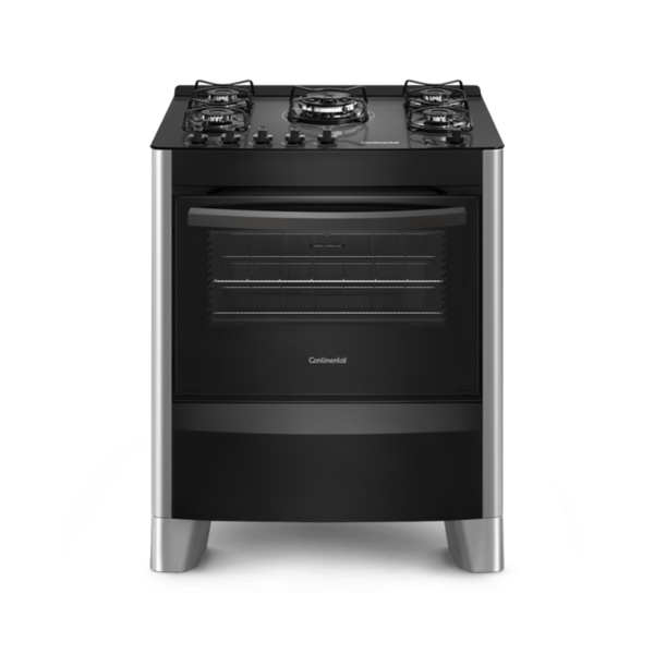 Fogão 5 Bocas Continental Automático Prata Com Mesa De Vidro