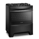 Fogão 5 Bocas Continental Preto Mesa De Vidro  Forno Eco Turb