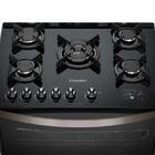 Fogão 5 Bocas De Piso Esmaltec Esmeralda Glass Gourmet Preto