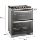 Fogão 5 Bocas Electrolux Cinza Experience Com Duplo Forno  Pe