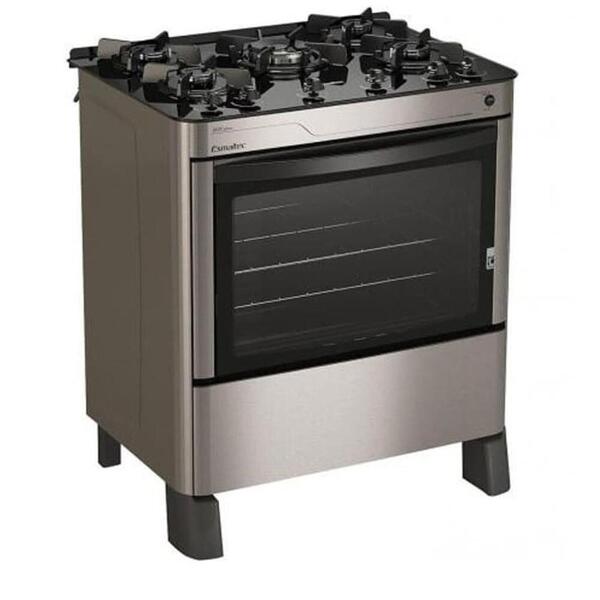 Fogão 5 Bocas Esmaltec Jade Glass Inox Bivolt