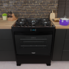 Fogão 5 Bocas Preto Com Mesa De Vidro E Timer Digital Dako Su