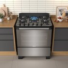 Fogão 5 Bocas Tripla Chama Mesa De Vidro Timer Digital Bivolt